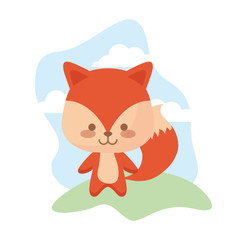 cute fox animal in landscape