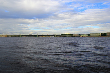 View of the Trinity Bridge from the Neva River