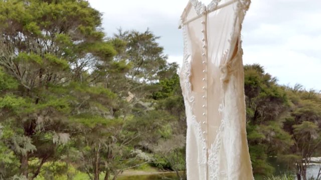 wide shot of  bride & bridesmaid wedding dress