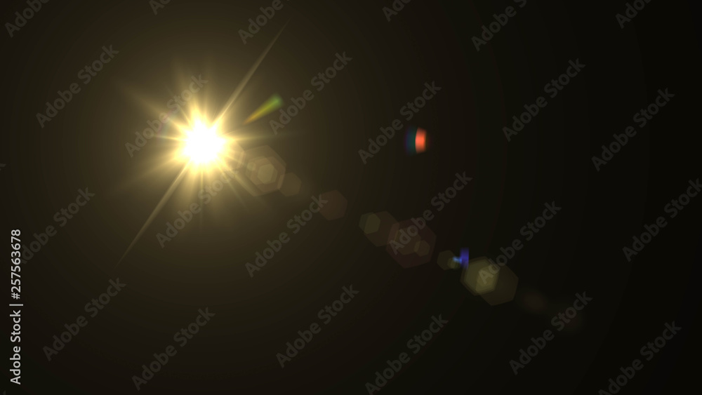 Sticker lens flare glow light effect on black background. easy to add overlay or screen filter over photos