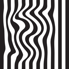 Striped abstract background. black and white zebra print. seamless illustration