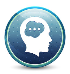 Brain head icon shiny sky blue round button