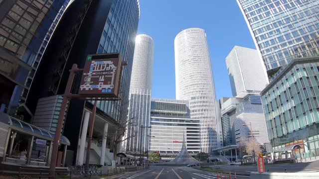 移動映像/名古屋駅周辺の高層ビル/2019年3月/愛知県/日本