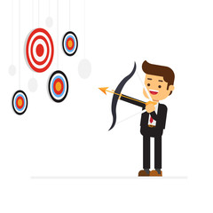 Business man aiming for a high target