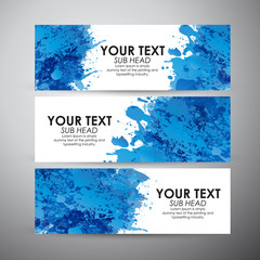Abstract blue watercolor. Vector banners set background.