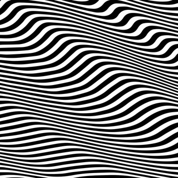 Striped abstract wavy background. black and white zebra print. illustration. Fashion fabric modern backdrop