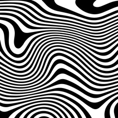 Striped abstract wavy background. black and white zebra print. illustration. Fashion fabric modern backdrop