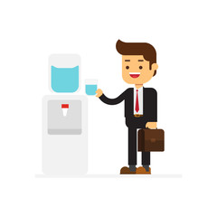 business man refreshing when drinking cold water
