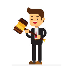 Business man hold in hands Gavel justice