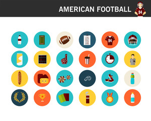 American football concept flat icons.