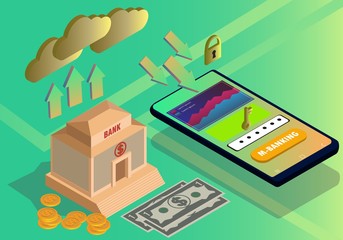 mobile banking technology on smartphone with cloud security system