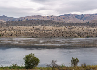 Beautiful Autumn Scenery landscape with Columbia river and prairie washington usa.