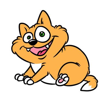 Funny cat cartoon animal character illustration isolated image