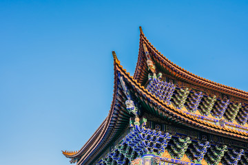 Up-looking Photographs of Ancient Architecture of Chongsheng Temple in Dali, Yunnan Province, China