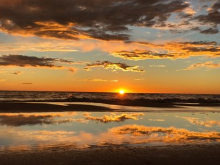 Fototapeta na wymiar Beach sunset after a storm