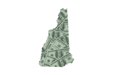 New Hampshire State Map and Money Concept, Hundred Dollar Bills