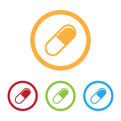 Colorful Pill Capsule Icons With Rings