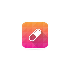 Modern Pill Capsule Icon With Long Shadow