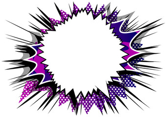 Vector illustrated retro comic book background with big blank speech bubble, pop art vintage style backdrop.