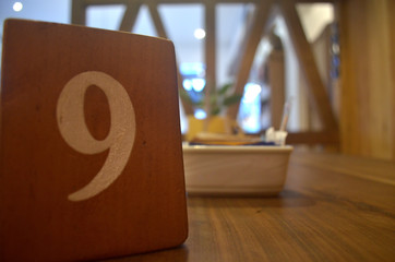 Nine number over the table