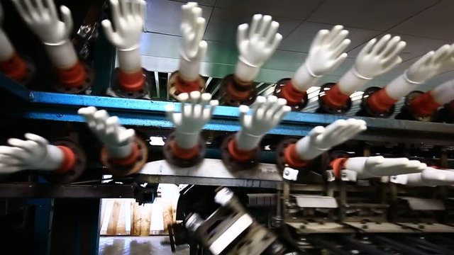 Gloves factory production workshop and rotating machinery