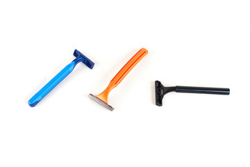 set of new razor blade, isolated on white background