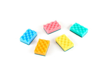 set of kitchen sponges isolated on the white background.