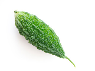 one bitter melon on white background
