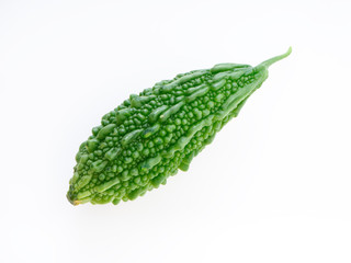 one bitter melon on white background