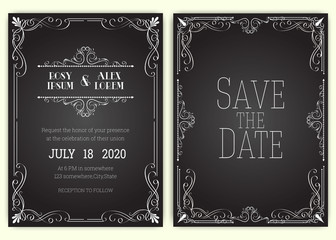 Vector set of invitation cards with  elements Wedding collection.