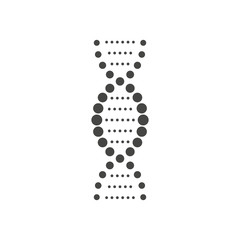 Vector black DNA helix symbol on white background.