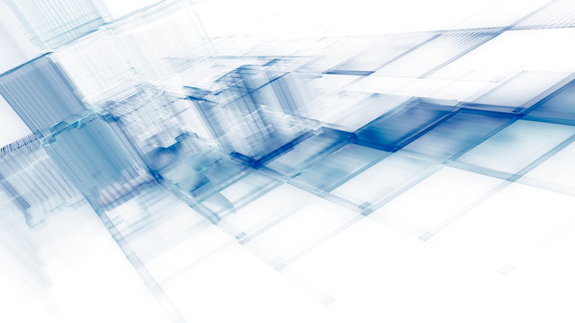 Abstract blue on white background element. Fractal graphics 3d illustration. Science or technology concept.