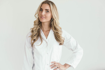 Woman Wearing a White Lab Coat