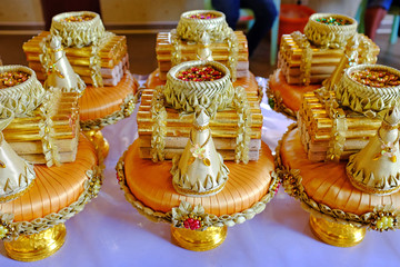 Golden Engagement accessory for Thai ceremony.