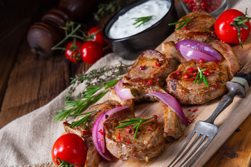 Tasty Lamb chops with mint and rosemary