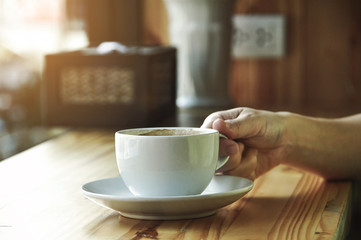 hot coffee in cafe