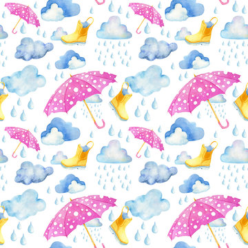 Pattern whith rain and umbrella