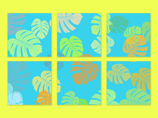 monstera color abstract fabric background 