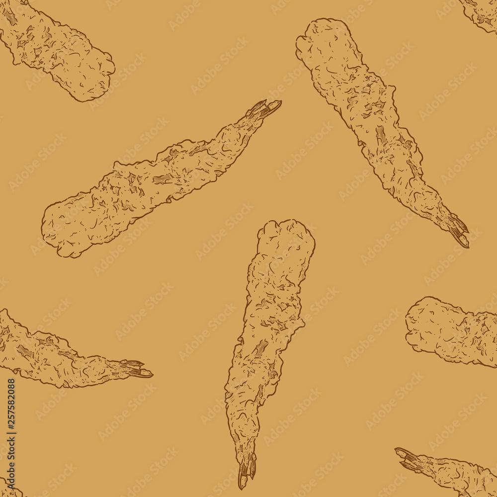 Wall mural shrimp tempura, seamless pattern vector.