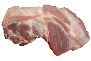 Raw pork, steak, cutlet. Meat, a source of protein. Isolated image.
