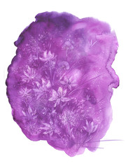 Fototapeta premium purple stain watercolors with flowers