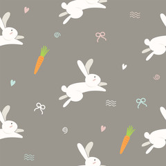 Seamless cute rabbit pattern