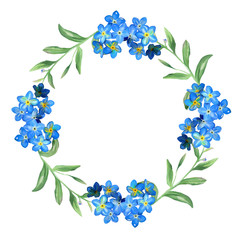 frame with blue flowers