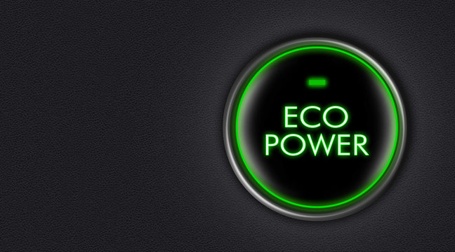 green start engine button with ecologic message