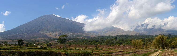 Mount Rinjani or Gunung Rinjani, active volcano in Indonesia on the island of Lombok