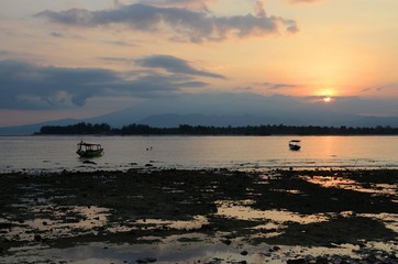 Dawn on the island of Gili Trawangan, northwest of Lombok, Indonesia