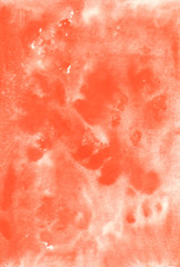 Abstract watercolor background.Orange watercolor background with interesting brush strokes and stains. Handwork on paper with paints. Blurred, vertical, macro.