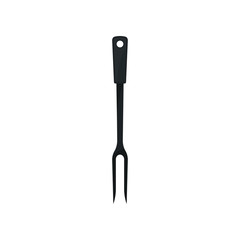 Black cook fork on a white background.