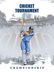easy to edit vector illustration of player batsman in Cricket Championship Tournament background - obrazy, fototapety, plakaty