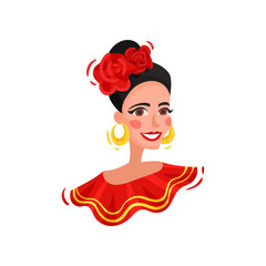 Mexican woman on white background. Holiday concept.